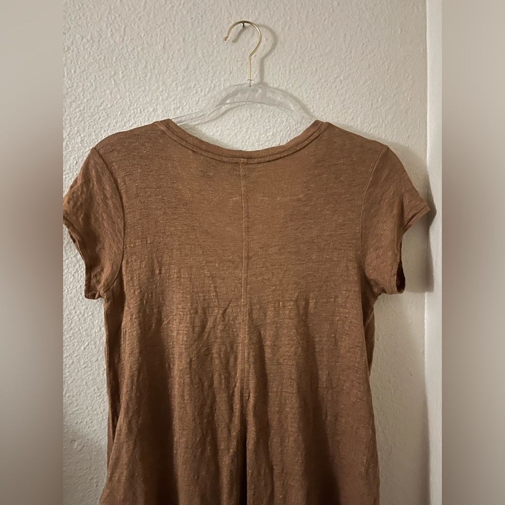 Tahari Tan V-Neck Linen T-Shirt size Small - Picture 7 of 8